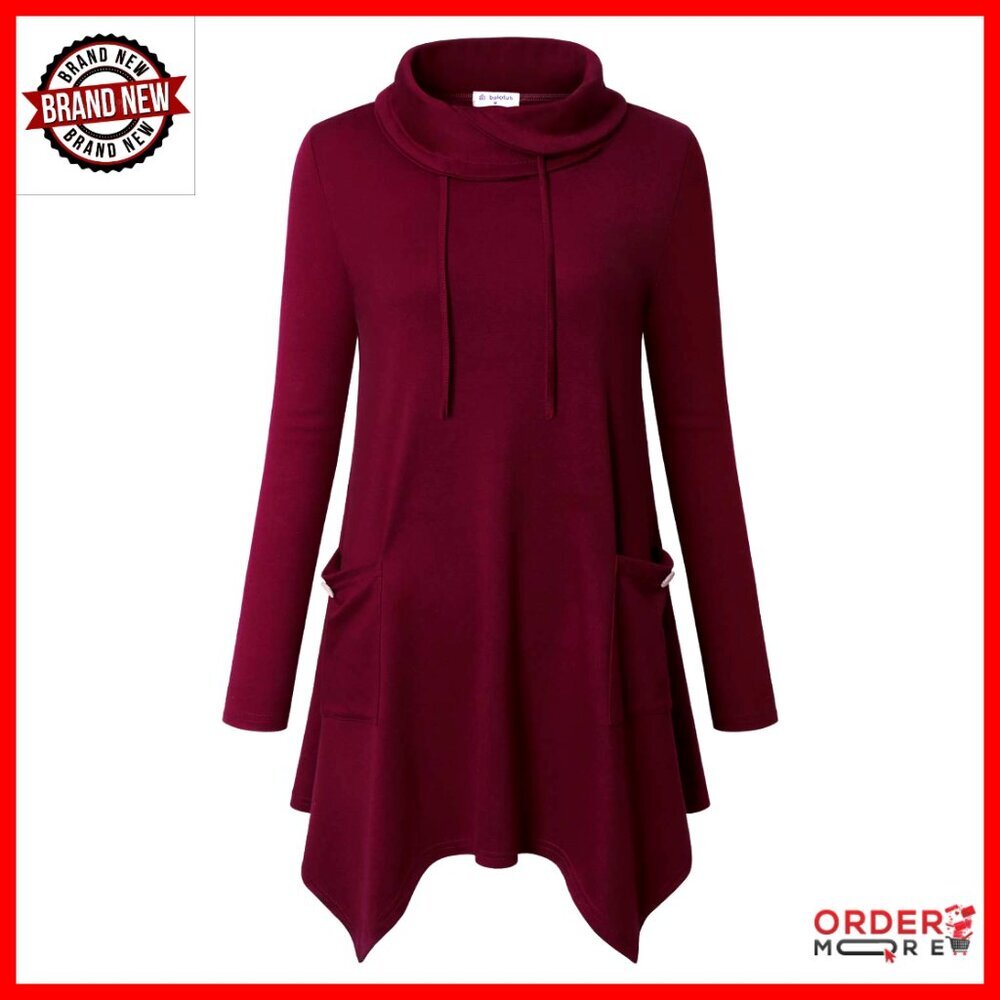 Cowl Neck Asymmetrical Tunic Sweater for Leggings Winter Pullover